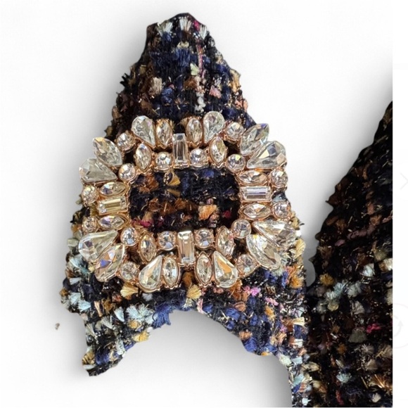 C.Paravano Crystal Buckle Multi Color Tweed flats women's 37/6.5 - Picture 7 of 7